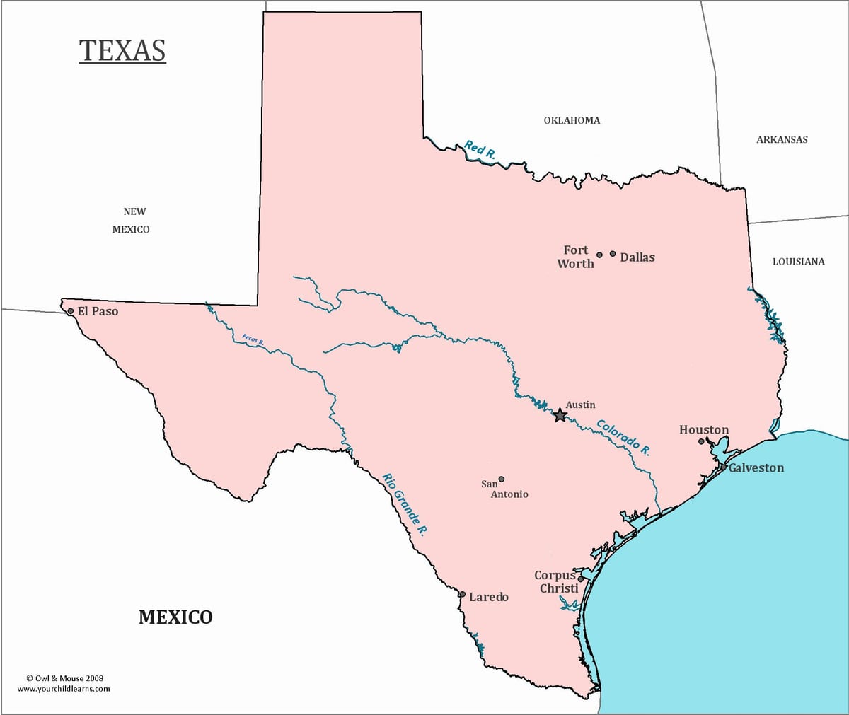 ტეხასის რუკა Austin