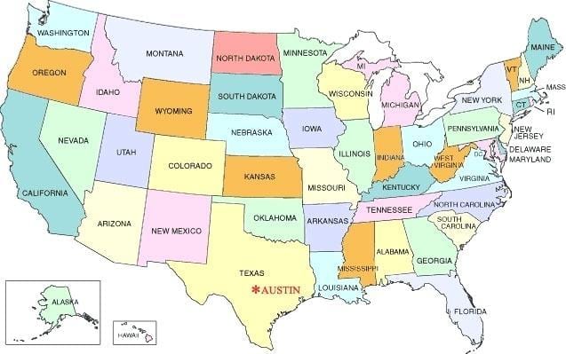Austin აშშ რუკა