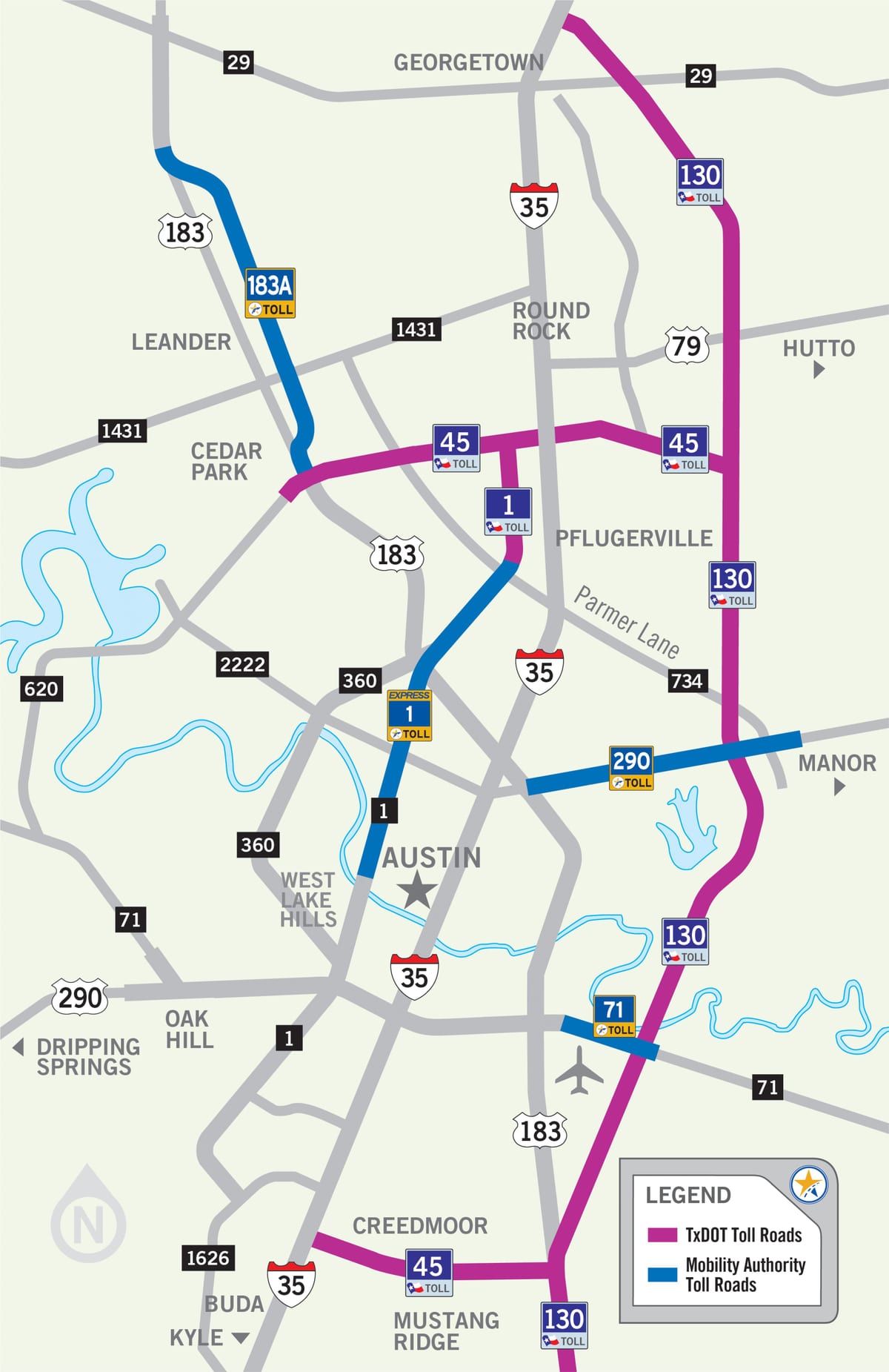 რუკა Austin ზარი გზის