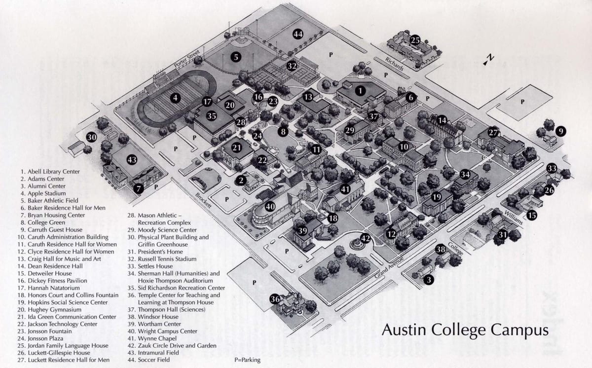Austin კოლეჯის სტუდენტთა რუკა