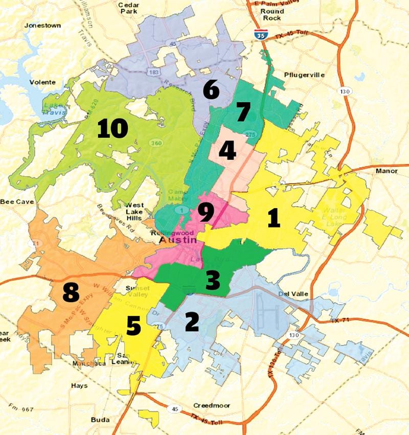 Austin, texas მუნიციპალიტეტის რუკა