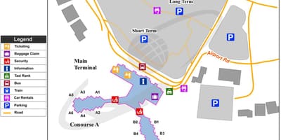 Austin აეროპორტის რუკა ტერმინალი