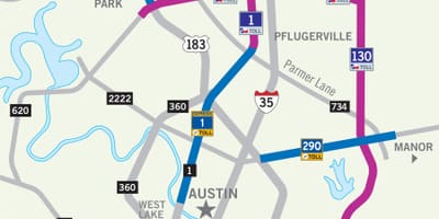 რუკა Austin ზარი გზის