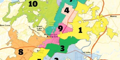 Austin, texas მუნიციპალიტეტის რუკა