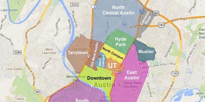 რუკა Austin უბნების