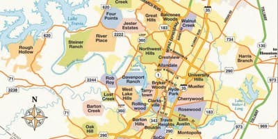 რუკა Austin ფართი